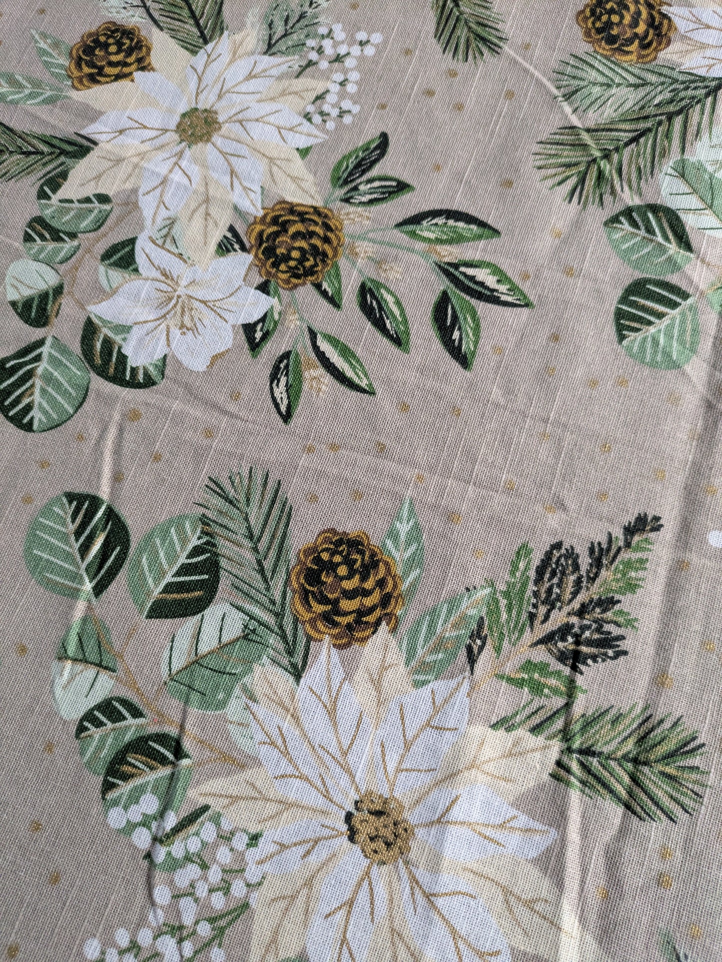 Table Cloth - White Poinsettia -Lace Border