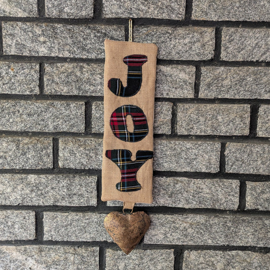 Christmas Wall Art -JOY - Scottish Checks