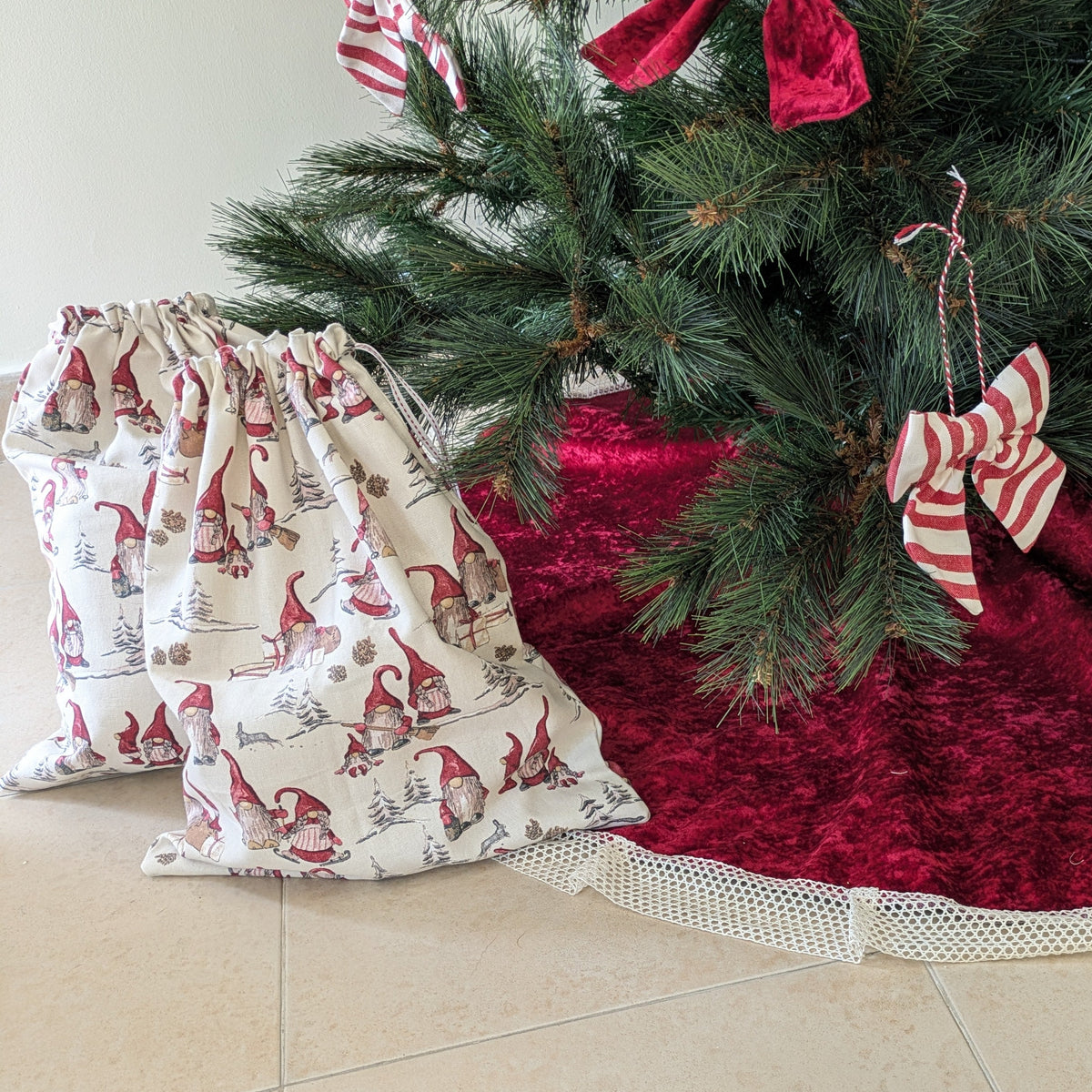 Gift Bag – Gnomes | Reusable Cotton Christmas Gift Bag