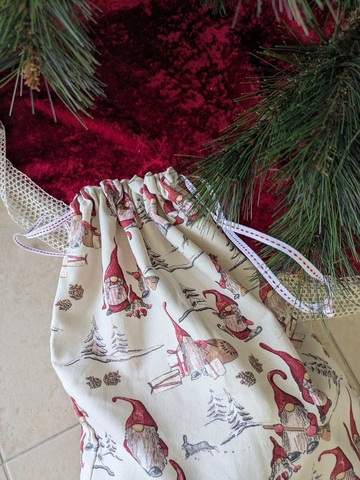Gift Bag – Gnomes | Reusable Cotton Christmas Gift Bag