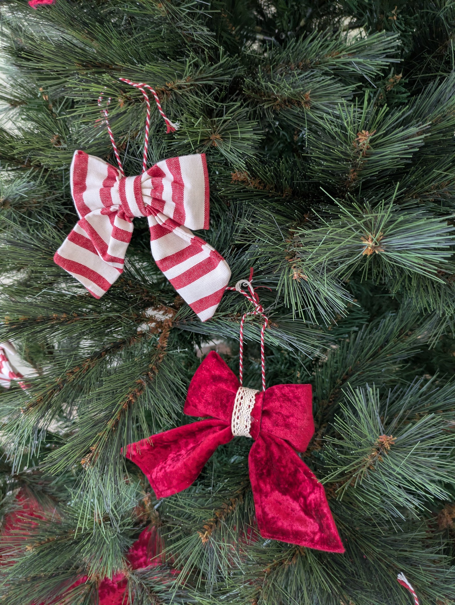 Fabric Bows - Red Stripes