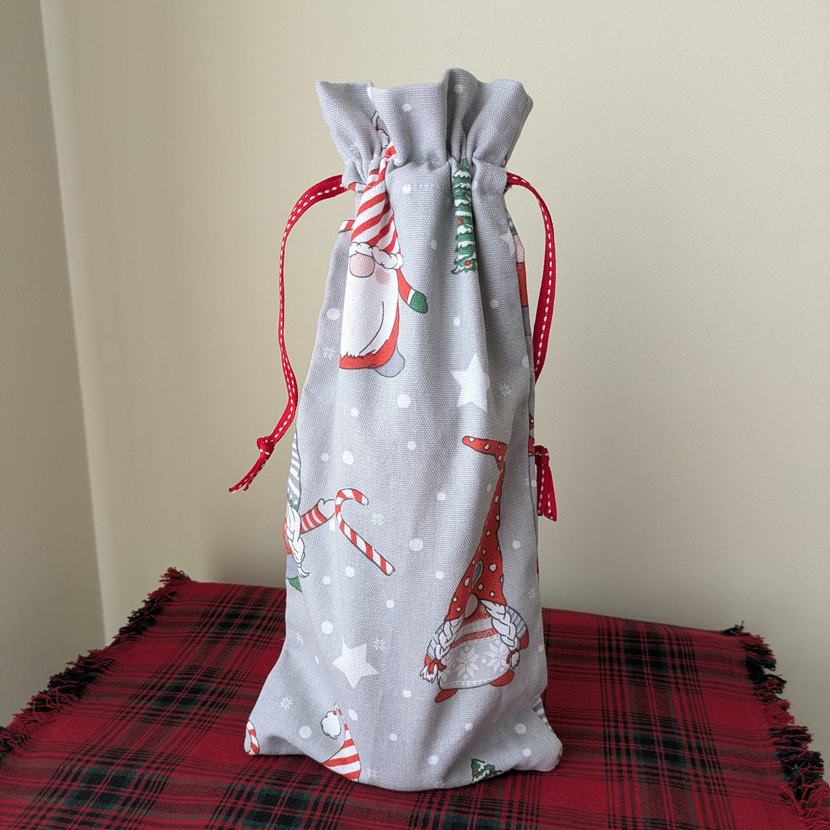 Upcyled Wine Bottle Cover - Gnomes