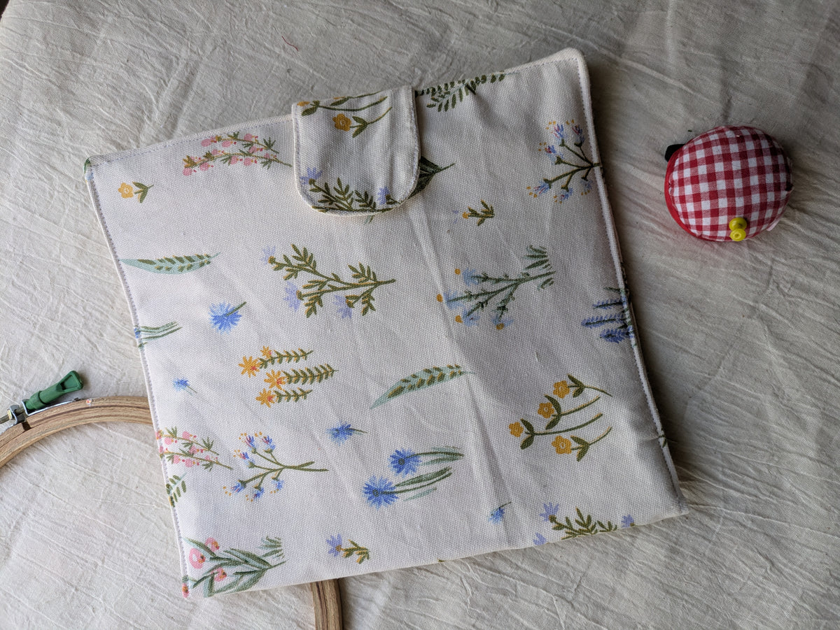 Hand Embroidery Folder - Wild Flowers | Handmade Project Organiser, Fits 8 inch Hoop