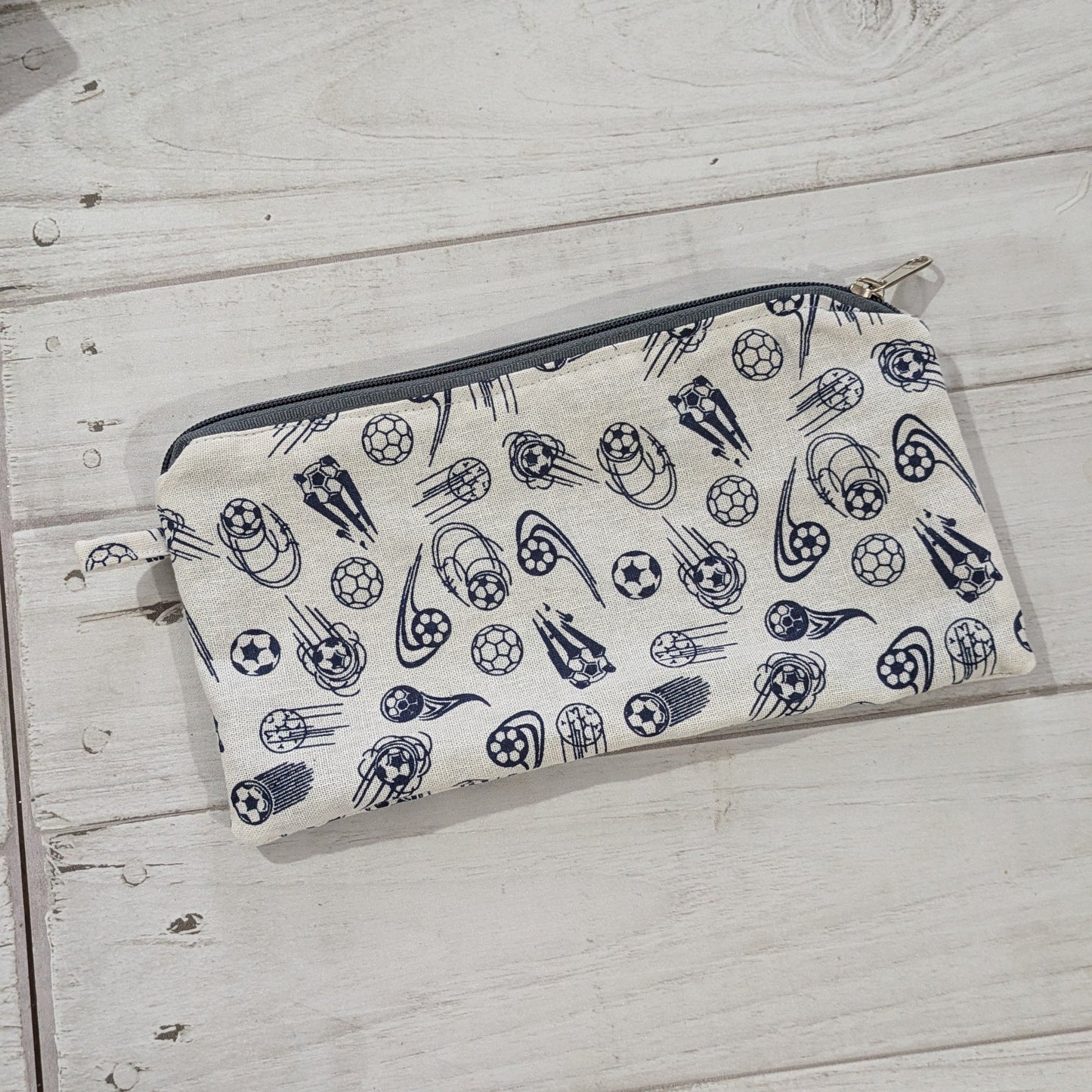 Upcycled Zippered Pouch - Football