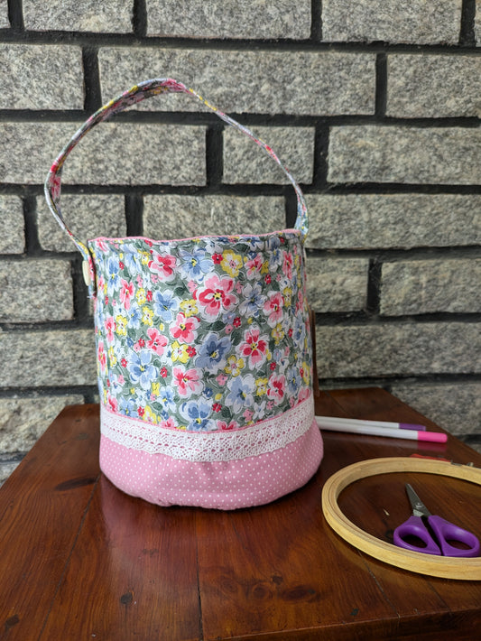 Maker's Basket- Pink Dots