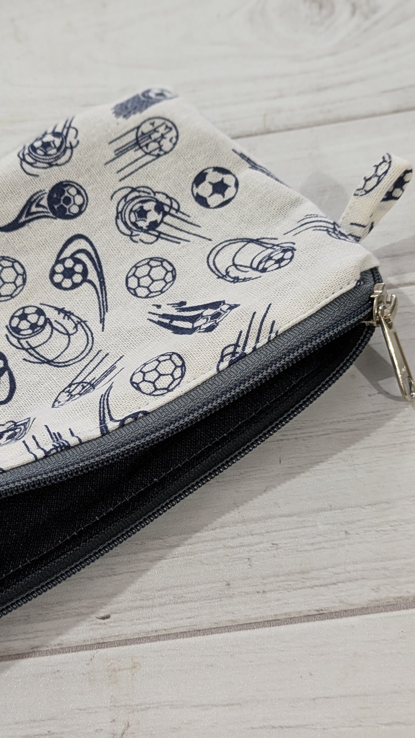 Upcycled Zippered Pouch - Football