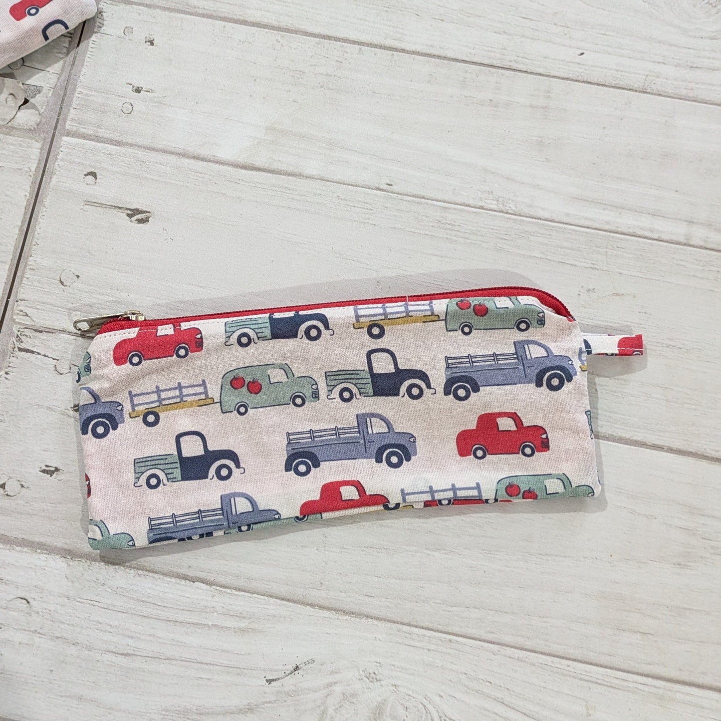 Upcycled Zippered Pouch -Cars