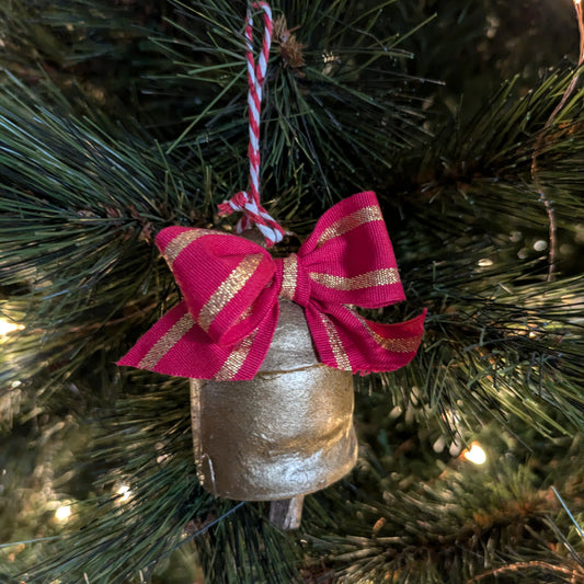 Cowbell Ornament-2.5" - golden finish - 1 pc