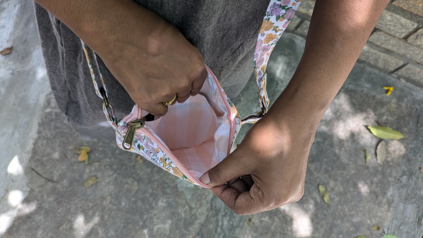 Mobile Sling Bag - Peach Flowers