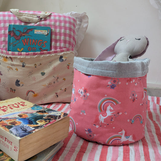 Reversible Fabric Basket - Unicorn