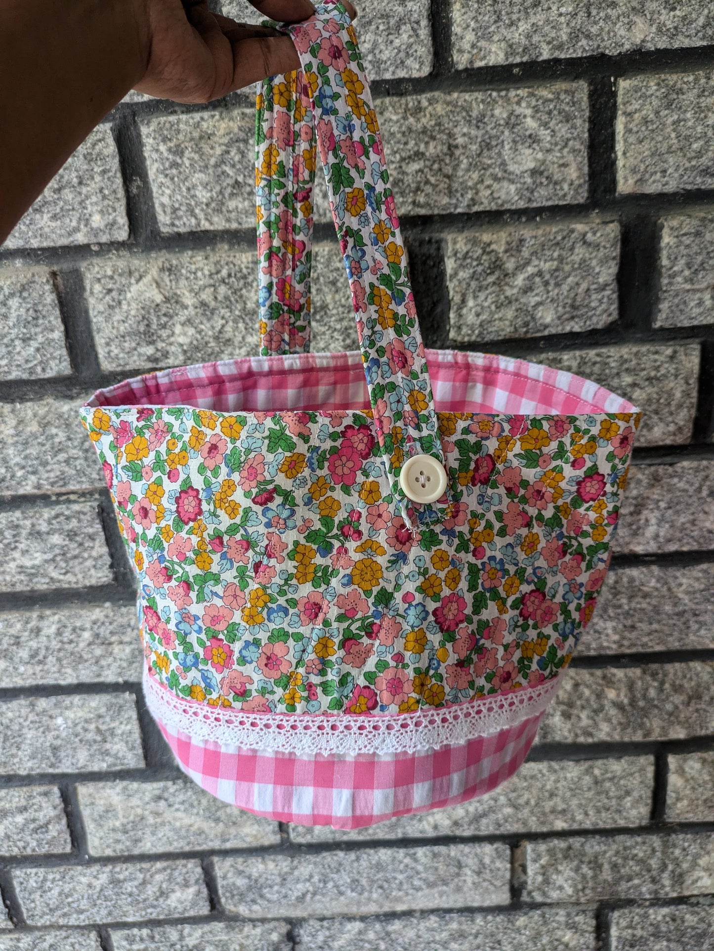 Maker's Basket- Pink Plaid