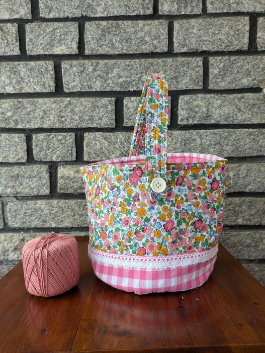 Maker's Basket- Pink Plaid