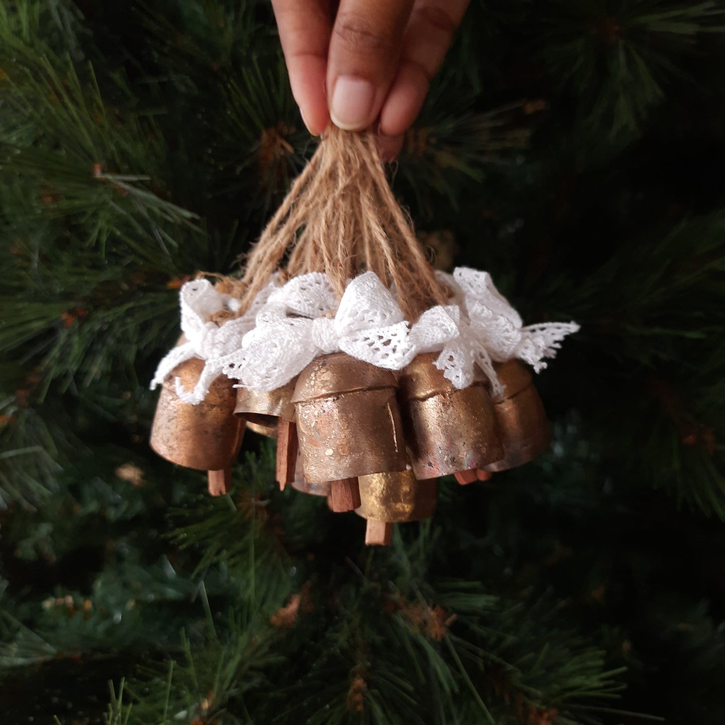 Cowbell Ornament (1")- Rustic finish - Set of 6