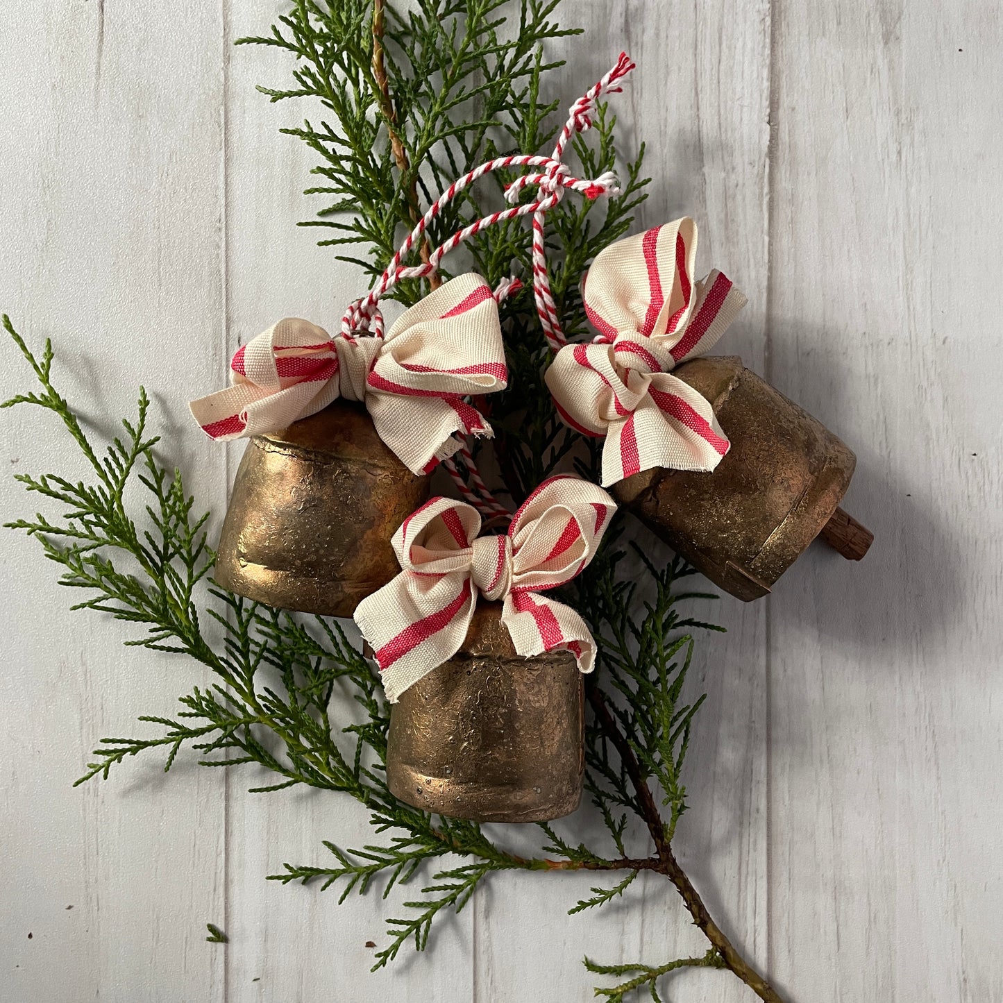 Cowbell Ornament - Red and White