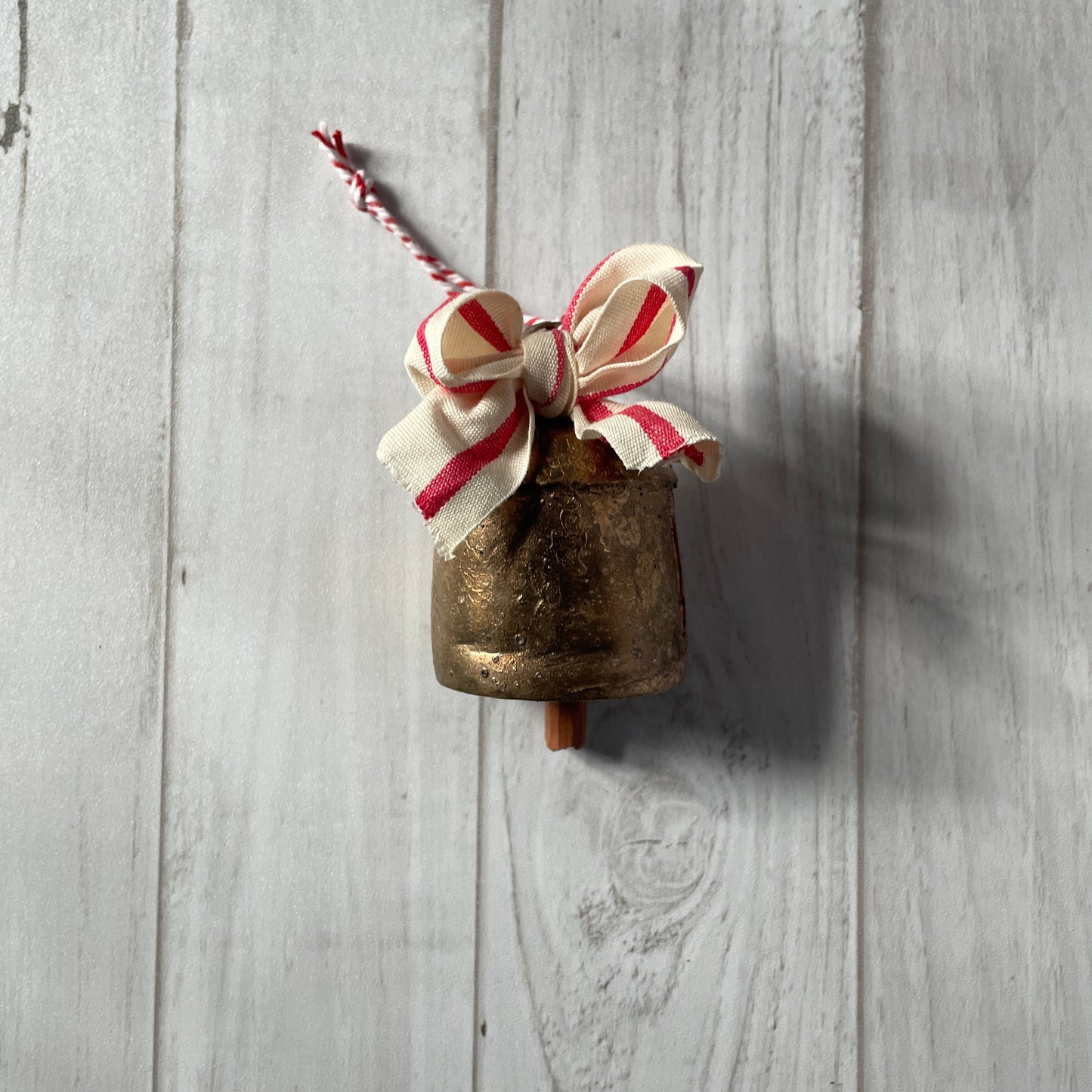 Cowbell Ornament - Red and White