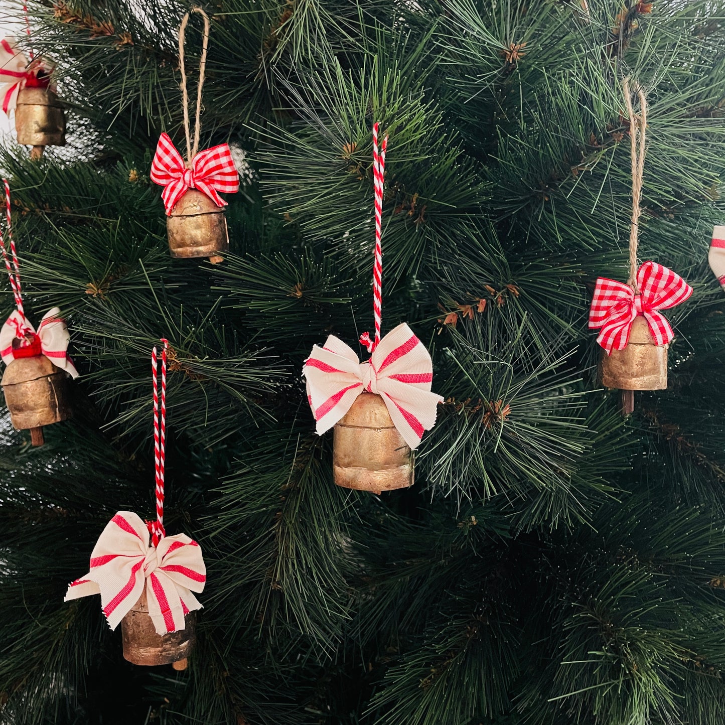 Cowbell Ornament - Red and White