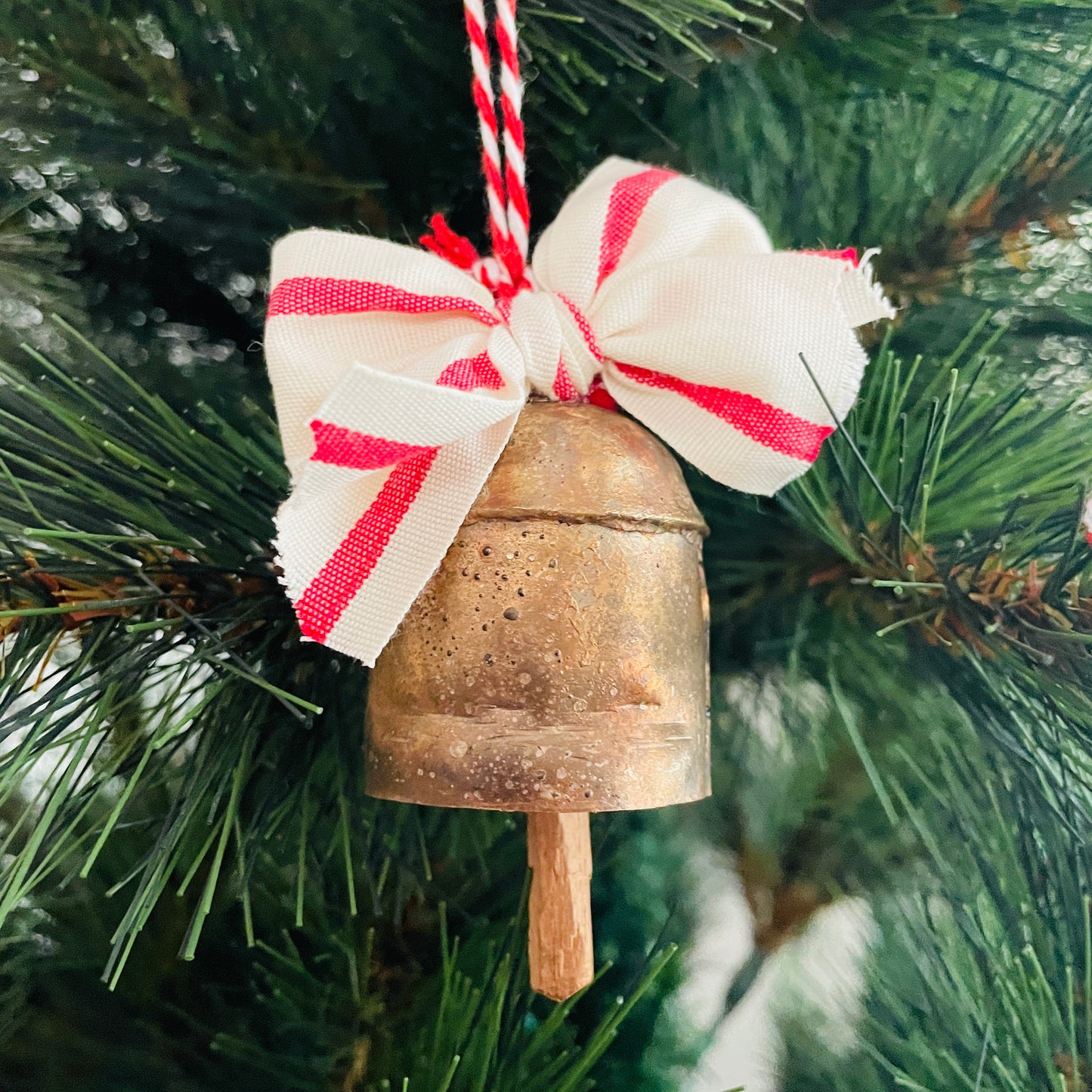 Cowbell Ornament - Red and White