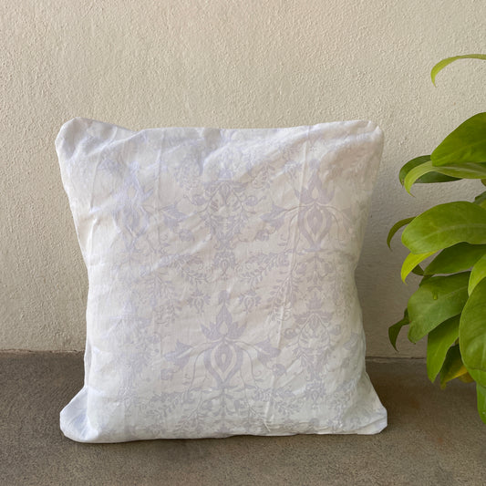 Cushion Cover -16x16"- Damask Print White